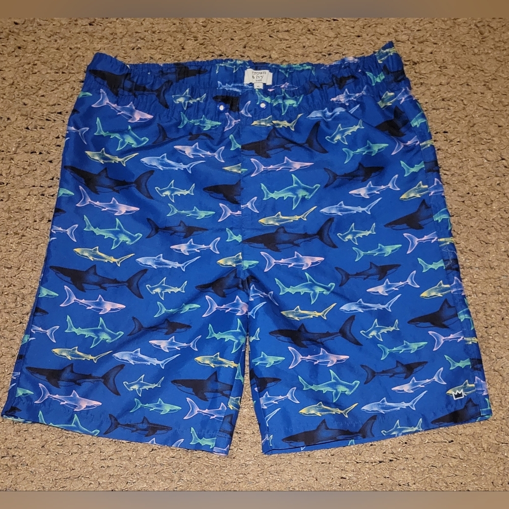 CROWN & IVY SWIM TRUNKS BLUE SHARK PRINT SIZE XL